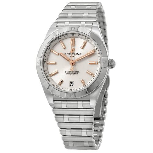 Breitling Chronomat Automatic 36 White Dial Silver Steel Strap Watch for Women - A10380101A2A1