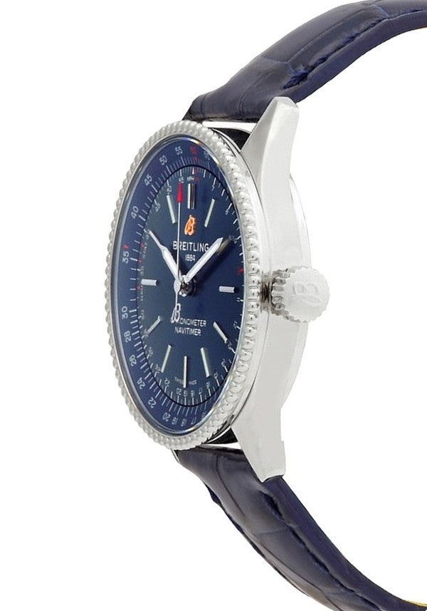 Breitling Navitimer Automatic 35 Blue Dial Blue Leather Strap Watch for Men - A17395161C1P1