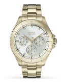 Hugo Boss Premiere White Dial Gold Steel Strap Watch for Women - 1502445