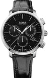 Hugo Boss 1513266 Chronograph Men's Watch – Black Dial & Black Leather Strap
