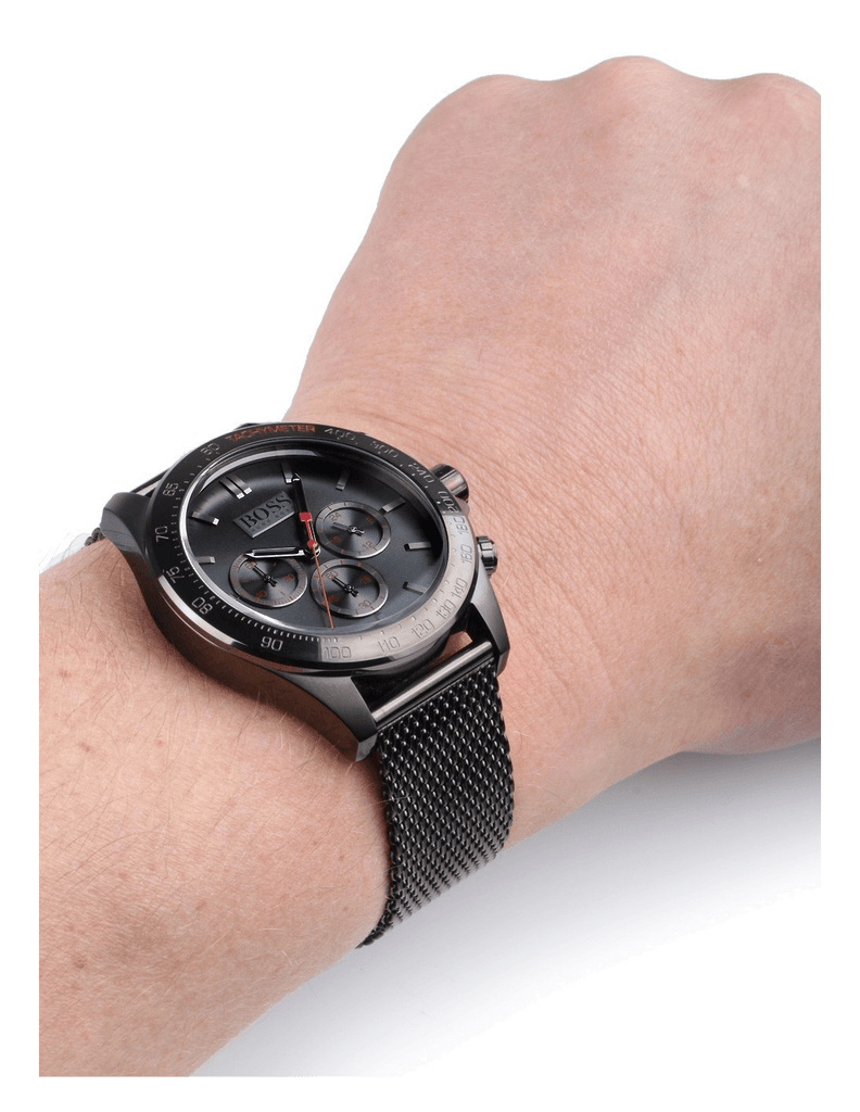 Hugo Boss Ikon Grey Dial Grey Mesh Bracelet Watch for Men - 1513443