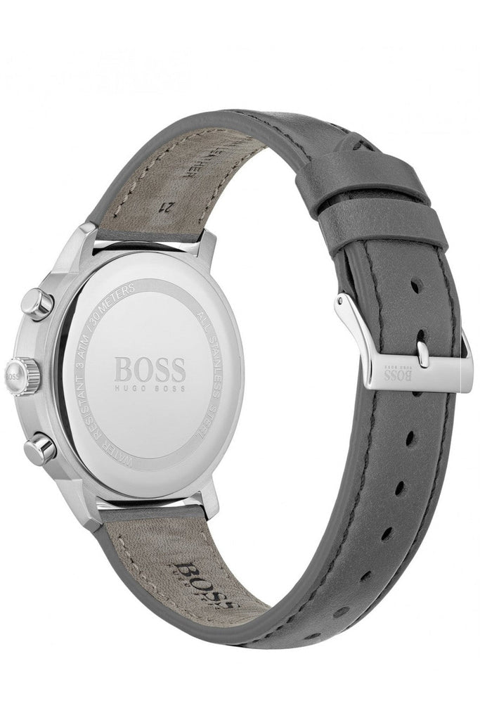 Hugo Boss Attitude Grey Dial Grey Leather Strap Watch for Men - 1513658