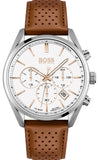 Hugo Boss 1513879 Champion Men's Watch – White Dial & Brown Leather Strap