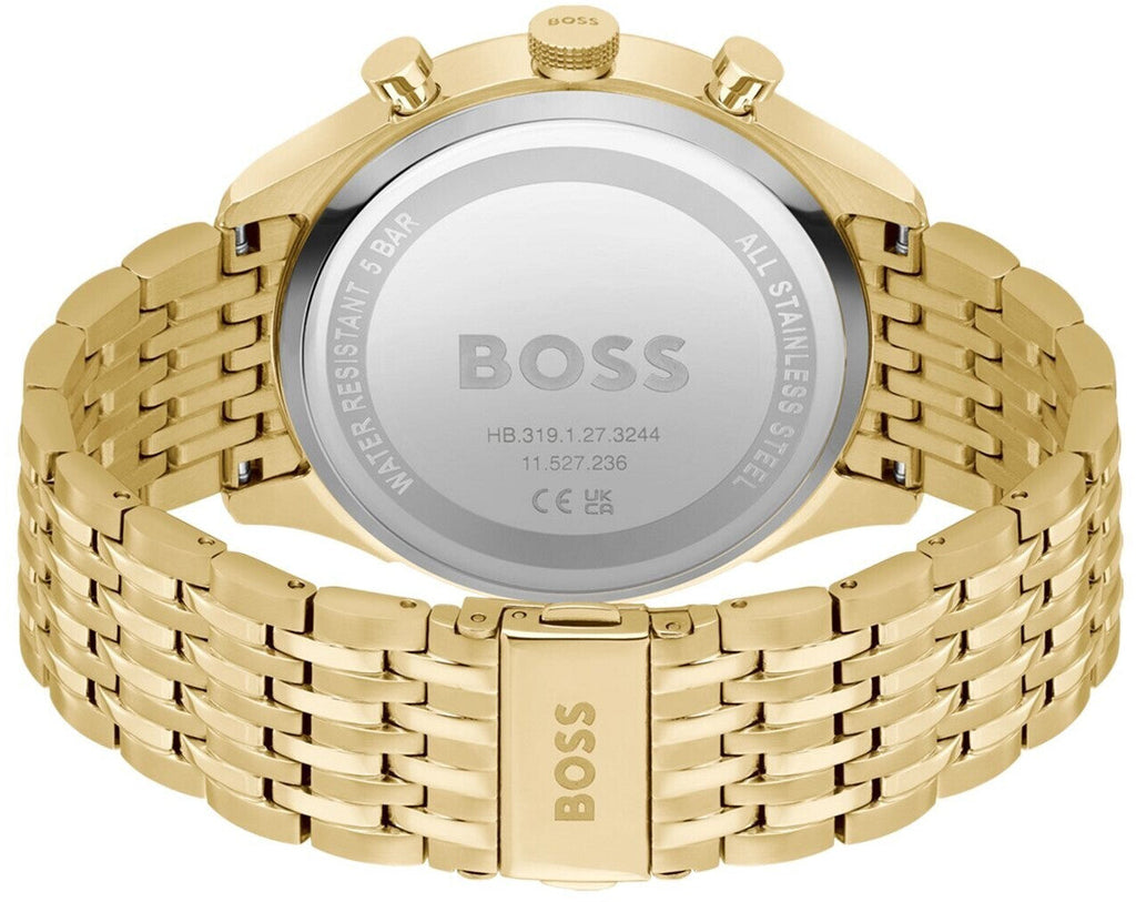 Hugo Boss Gregor Chronograph Grey Dial Gold Steel Strap Watch For Men - 1514051