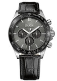 Hugo Boss 1513177 Ikon Men's Watch – Grey Dial & Black Leather Strap
