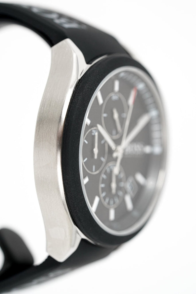 Hugo Boss Velocity Black Dial Black Leather Strap Watch for Men - 1513716