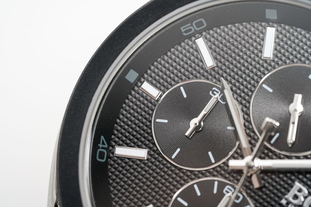 Hugo Boss Velocity Black Dial Black Leather Strap Watch for Men - 1513716