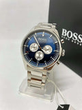 Hugo Boss Pioneer Blue Dial Silver Steel Strap Watch for Men - 1513713