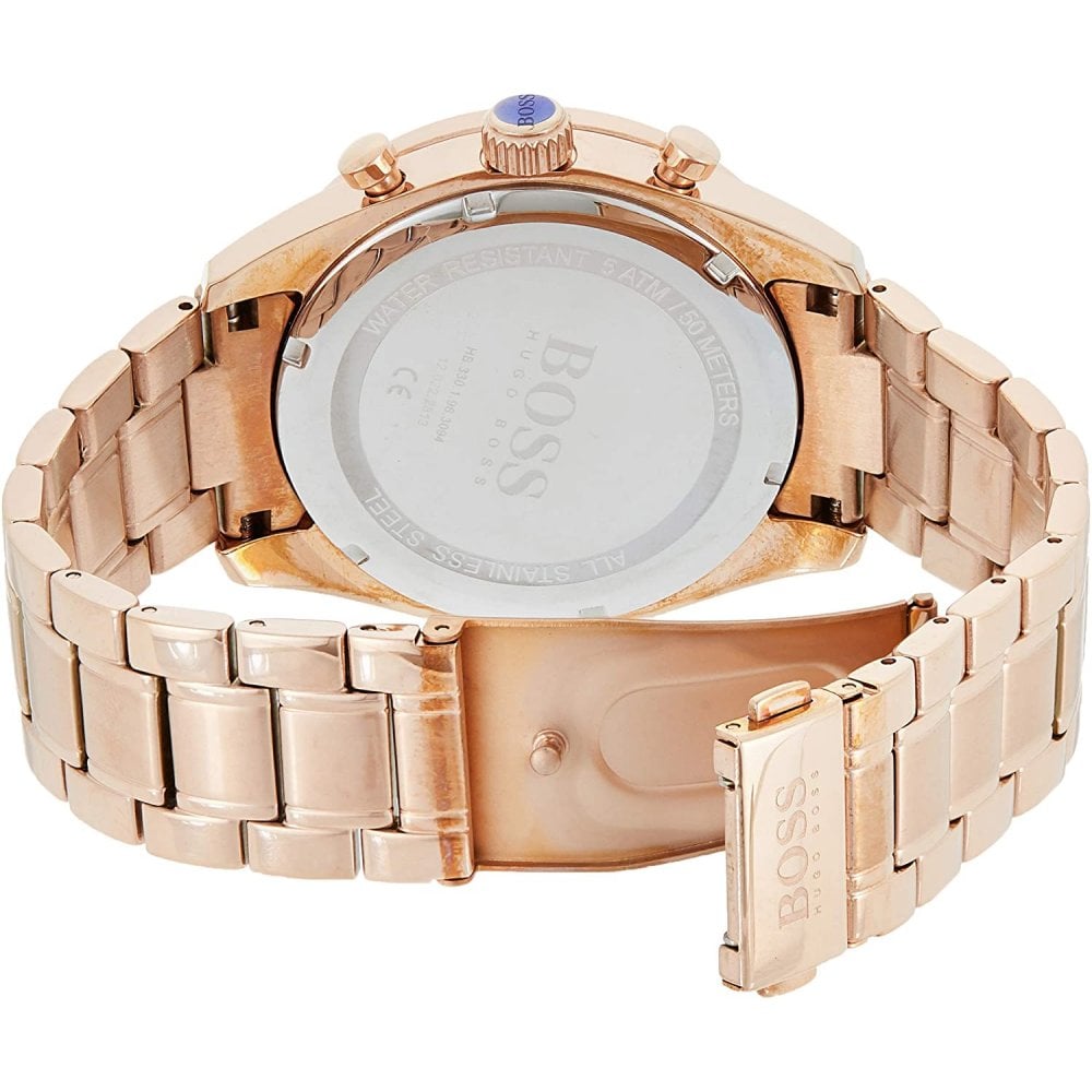 Hugo Boss Trophy Grey Dial Rose Gold Steel Strap Watch for Men - 1513632