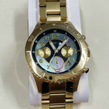 Marc Jacobs Rock Chronograph Green Dial Gold Steel Strap Watch for Women - MBM3252