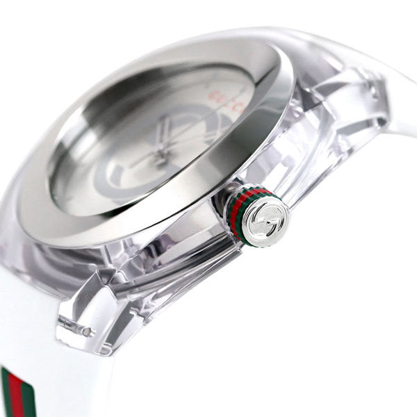 Gucci Sync XXL White Dial White Rubber Strap Watch For Men - YA137102
