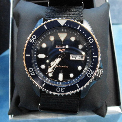 Seiko 5 Sports SBSA098 Automatic Men's Watch – Blue Dial & Black NATO Strap