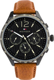 Tommy Hilfiger 1791470 Gavin Chronograph Quartz Men's Watch – Black Dial & Brown Leather Strap