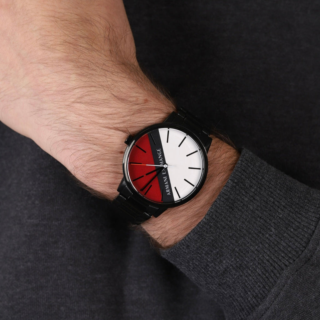 Armani Exchange Cayde Multicolor Dial Black Steel Strap Watch For Men - AX2725