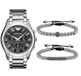 Emporio Armani Valente Chronograph Quartz Black Dial Silver Steel Strap Watch For Men - AR11083