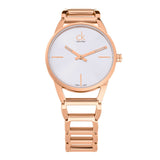 Calvin Klein Stately White Dial Rose Gold Steel Strap Watch for Women - K3G23626