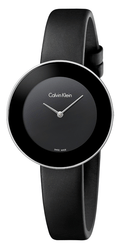 Calvin Klein Chic Black Dial Black Leather Strap Watch for Women - K7N23CB1