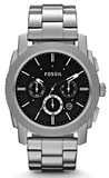 Fossil FS4776 Machine Chronograph Men's Watch – Black Dial & Silver Steel Bracelet