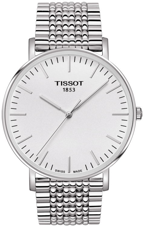 Tissot T Classic Everytime Large White Dial Silver Steel Strap Watch for Men - T109.610.11.031.00