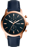 Fossil FS5436 Townsman Chronograph Men's Watch – Blue Dial & Blue Leather Strap