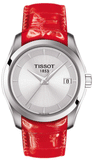Tissot T035.210.16.031.01 Couturier Lady Women's Watch – Silver Dial & Red Leather Strap