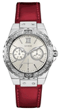 Guess W0775L11 Limelight Quartz Women's Watch – White Dial with Diamond Accents & Red Leather Strap