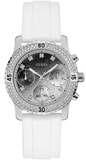Guess W1098L1 Confetti Women's Watch – Crystal Black Dial & White Silicone Strap