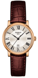 Tissot T122.210.36.033.00 Carson Premium Quartz Women's Watch – Silver Dial & Brown Leather Strap