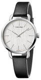 Calvin Klein K7B231C6 Even Quartz Women's Watch – Silver Dial & Black Leather Strap