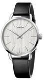 Calvin Klein K7B211C6 Even Women's Watch – White Dial & Black Leather Strap