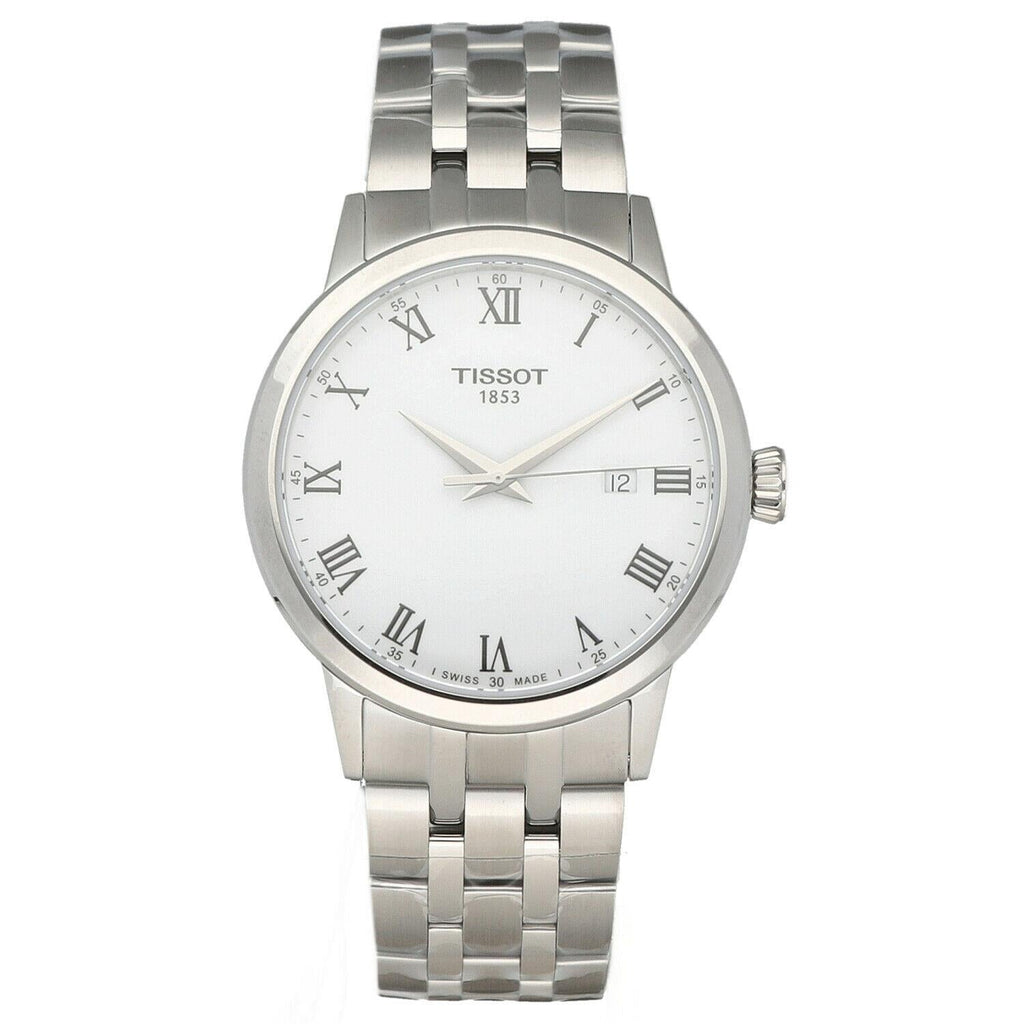Tissot T Classic Dream White Dial Silver Steel Strap Watch For Men - T129.410.11.013.00