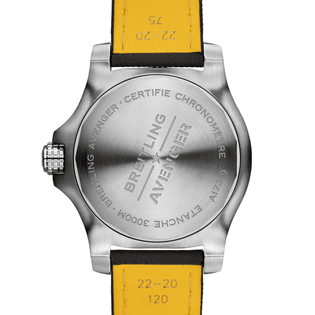 Breitling Avenger Automatic 45 Seawolf Yellow Dial Black Nylon Strap Watch for Men - A17319101I1X1