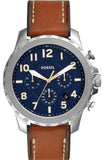 Fossil JR1504 Nate Chronograph Men's Watch – Navy Blue Dial & Brown Leather Strap