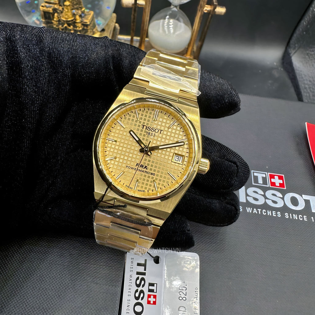 Tissot T137.207.33.021.00 PRX Powermatic 80 Men's Watch – Gold Dial & Gold Steel Strap
