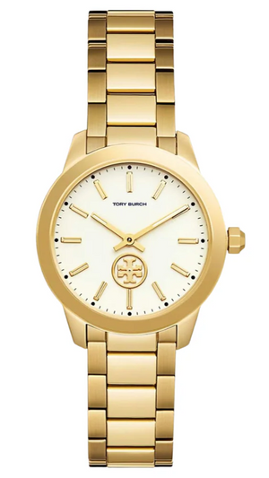 Tory Burch Collins White Dial Gold Steel Strap Watch for Women - TBW1300