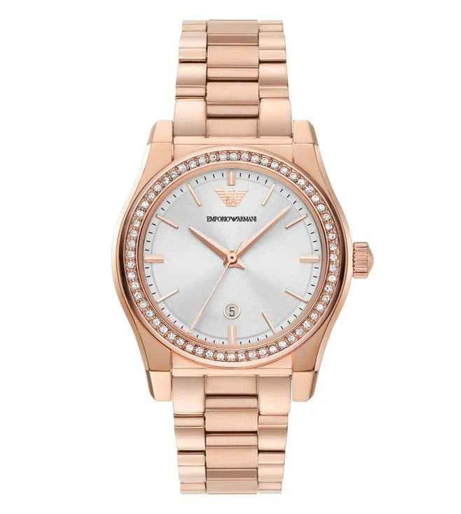 Emporio Armani Federica Analog Mother of Pearl Dial Rose Gold Steel Strap Watch for Women - AR11558
