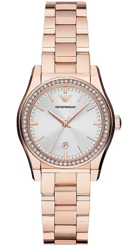 Emporio Armani Federica Analog Mother of Pearl Dial Rose Gold Steel Strap Watch for Women - AR11558
