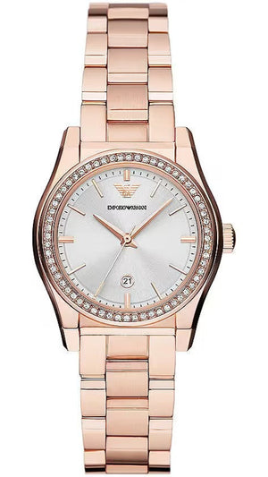 Emporio Armani Federica Analog Mother of Pearl Dial Rose Gold Steel Strap Watch for Women - AR11558