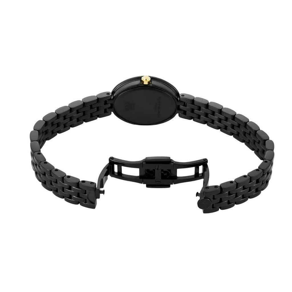 Tory Burch Oval Black Dial Black Steel Strap Watch for Women - TBW6035