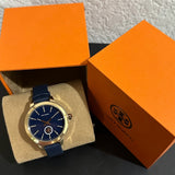 Tory Burch Collins Quartz Blue Dial Blue Leather Strap Watch for Women - TBW1203