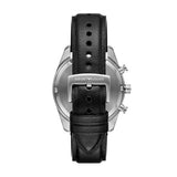 Emporio Armani Racer Chronograph Silver Dial Black Leather Strap Watch for Men - AR11677