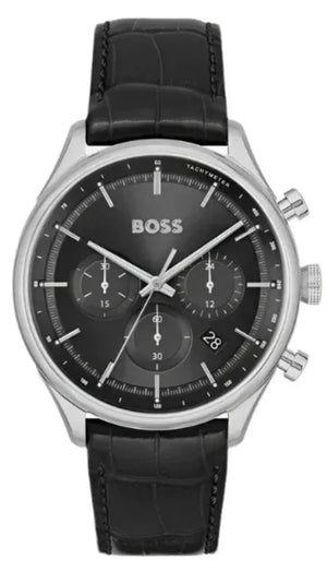 Hugo Boss 1514049 Gregor Chronograph Men's Watch – Black Dial & Black Leather Strap