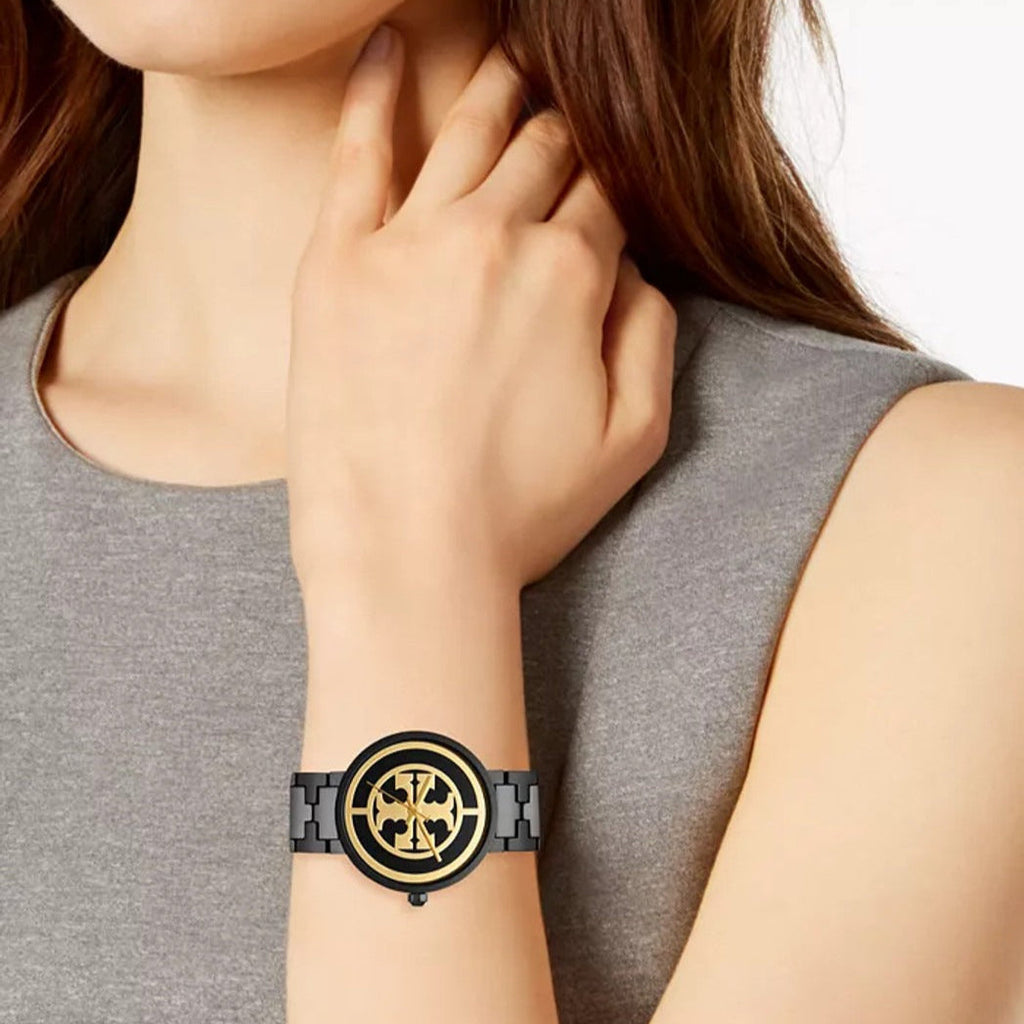 Tory Burch Reva Black Dial Black Steel Strap Watch for Women - TBW4039