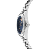 Versace V-Code Analog Blue Dial Silver Steel Strap Watch for Women - VE8I00324