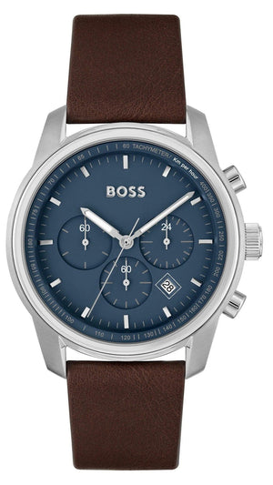 Hugo Boss 1514002 Trace Chronograph Men's Watch – Blue Dial & Brown Leather Strap