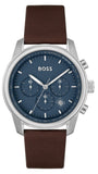 Hugo Boss 1514002 Trace Chronograph Men's Watch – Blue Dial & Brown Leather Strap