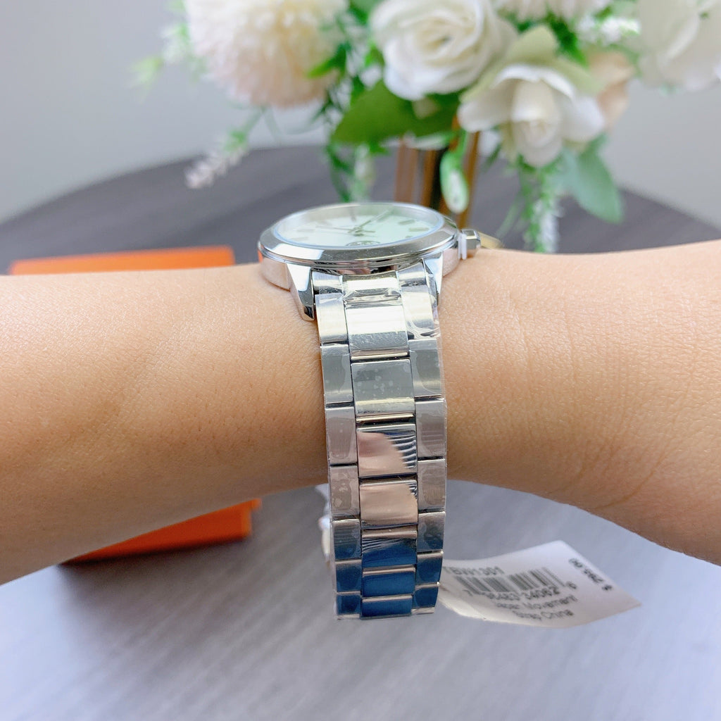 Tory Burch Collins White Dial Silver Steel Strap Watch for Women - TBW1301