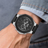 Hugo Boss Taper Chronograph Black Dial Black Leather Strap Watch for Men - 1514085