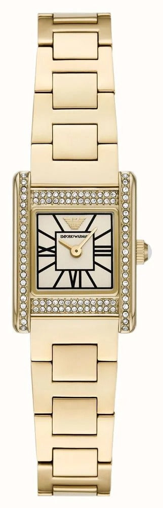 Emporio Armani Genni Crystals Gold Dial Gold Steel Strap Watch for Women  - AR11663