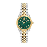 Versace V-Code Analog Green Dial Two Tone Steel Strap Watch for Women - VE8I00424